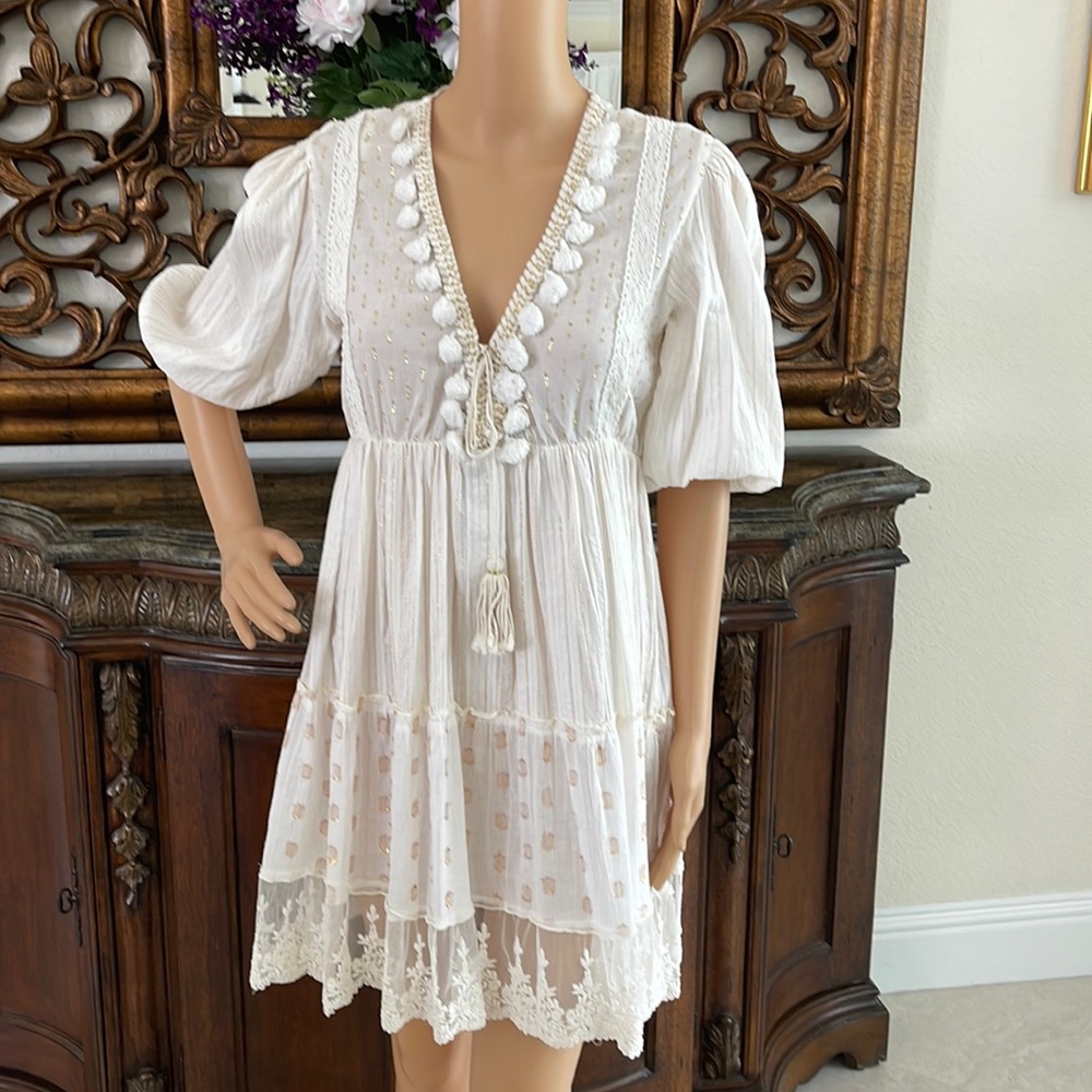 Z & L White with Gold Embroidered Thread